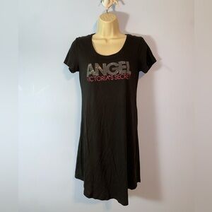 Victoria's Secret Black Tee with Angel Graphic sparkle tshirt night gown small